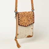 LC-ADBG822 Hair-On Cowhide Crossbody Phone Bag with Silver Speckles