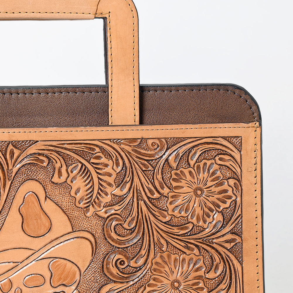 American Darling Western Hand Tooled Leather Briefcase Bag Genuine Leather