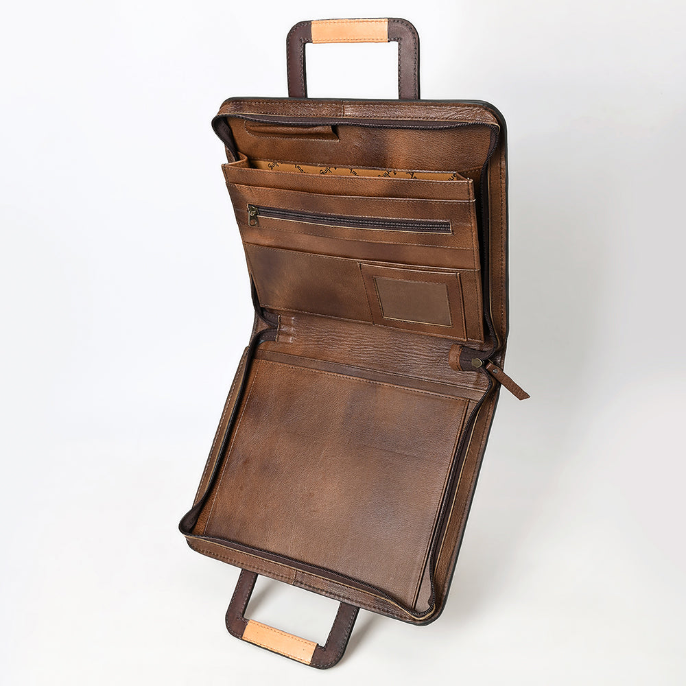 American Darling Western Hand Tooled Leather Briefcase Bag Genuine Leather