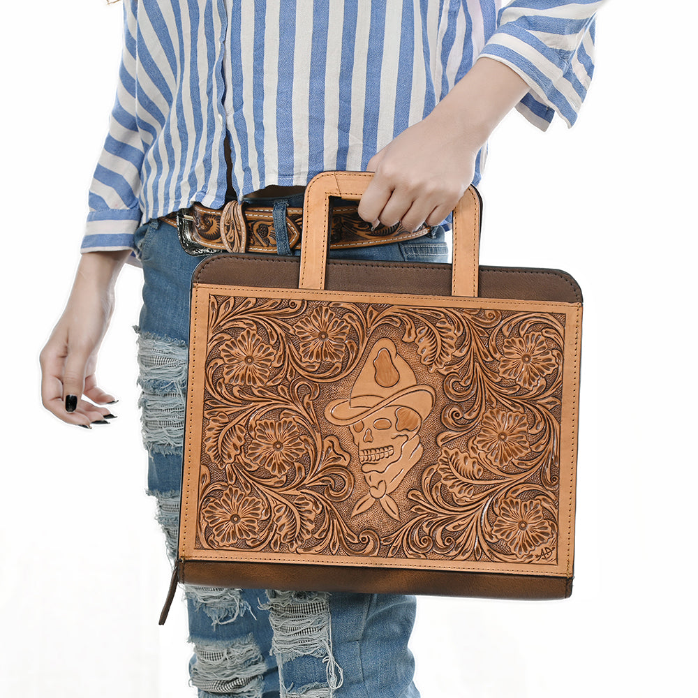 American Darling Western Hand Tooled Leather Briefcase Bag Genuine Leather