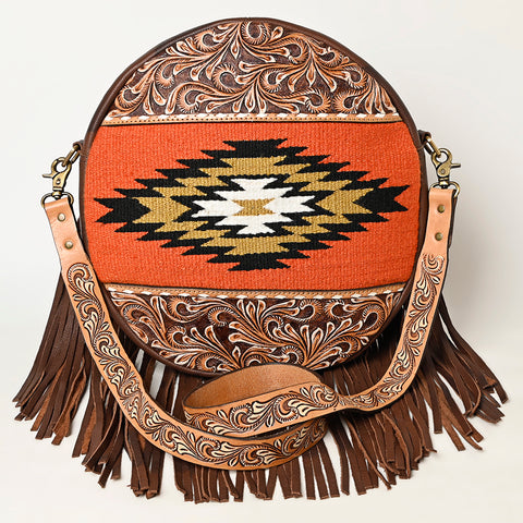 American Darling Hand Woven Saddle Blanket Canteen Bag Leather Fringes