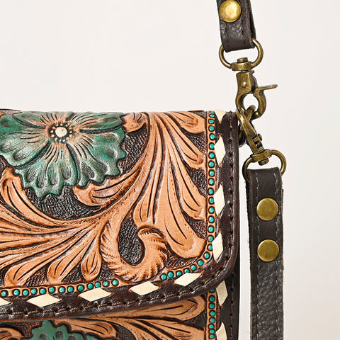 American Darling Hand Tooled Leather Small Cross body Bag Western Purse