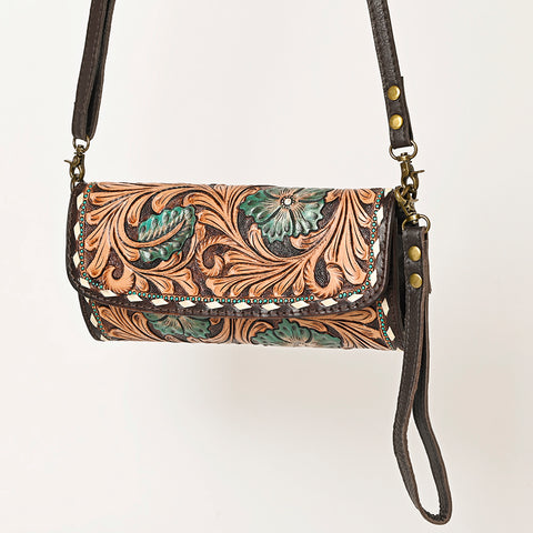 American Darling Hand Tooled Leather Small Cross body Bag Western Purse