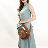 ADBG1146 Cowhide Leather Western Sling Bag with Hand-Tooled Pocket - Eleanor Edition by American Darling