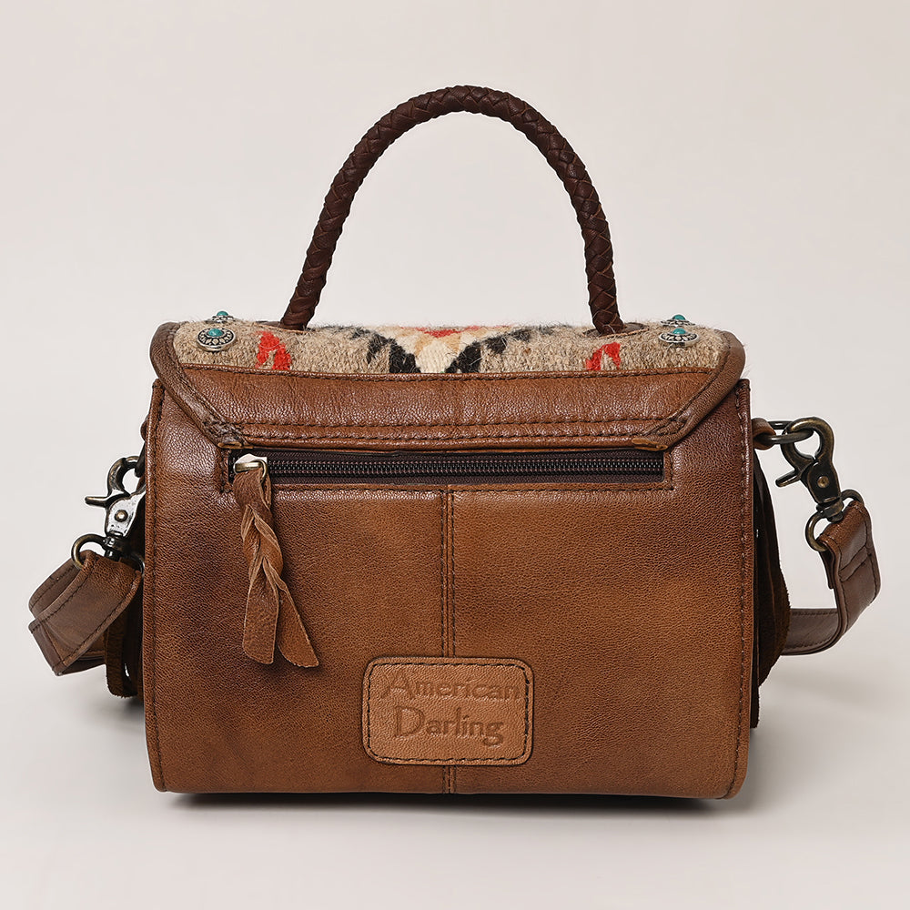 ADBG1388 Wool Saddle Blanket Crossbody Genuine Western Fringes Leather Women Bag