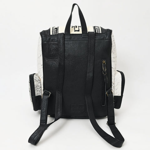 American Darling Western Wool & Cowhide Backpack with Tooled Leather Accent Pocket