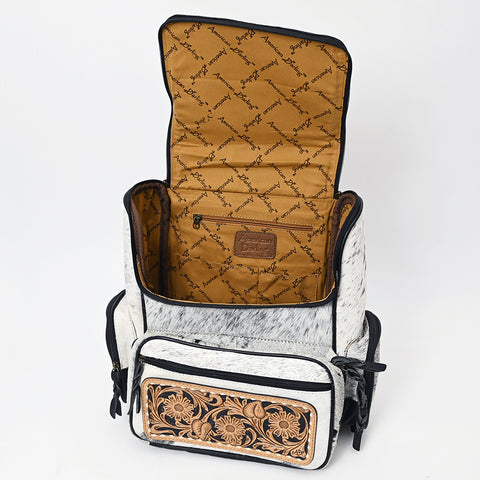American Darling Western Wool & Cowhide Backpack with Tooled Leather Accent Pocket