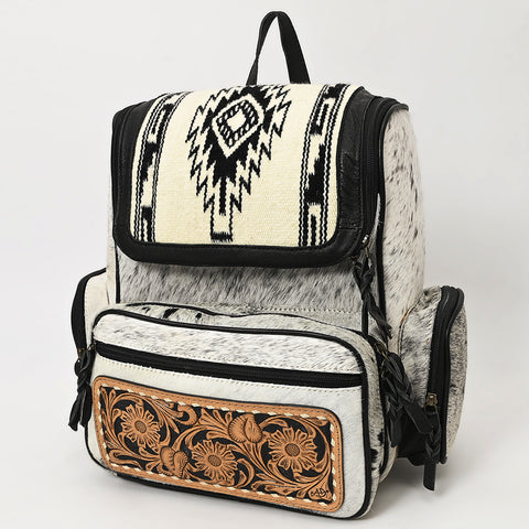 American Darling Western Wool & Cowhide Backpack with Tooled Leather Accent Pocket