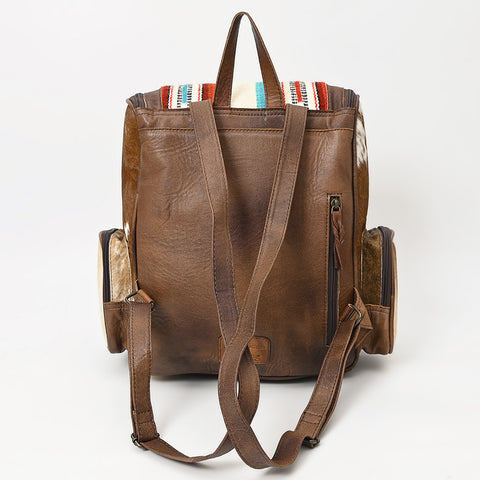 American Darling Western Wool & Cowhide Backpack with Tooled Leather Accent Pocket