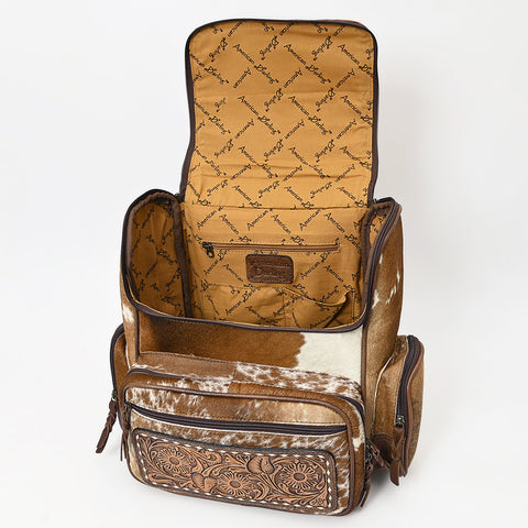 American Darling Western Wool & Cowhide Backpack with Tooled Leather Accent Pocket