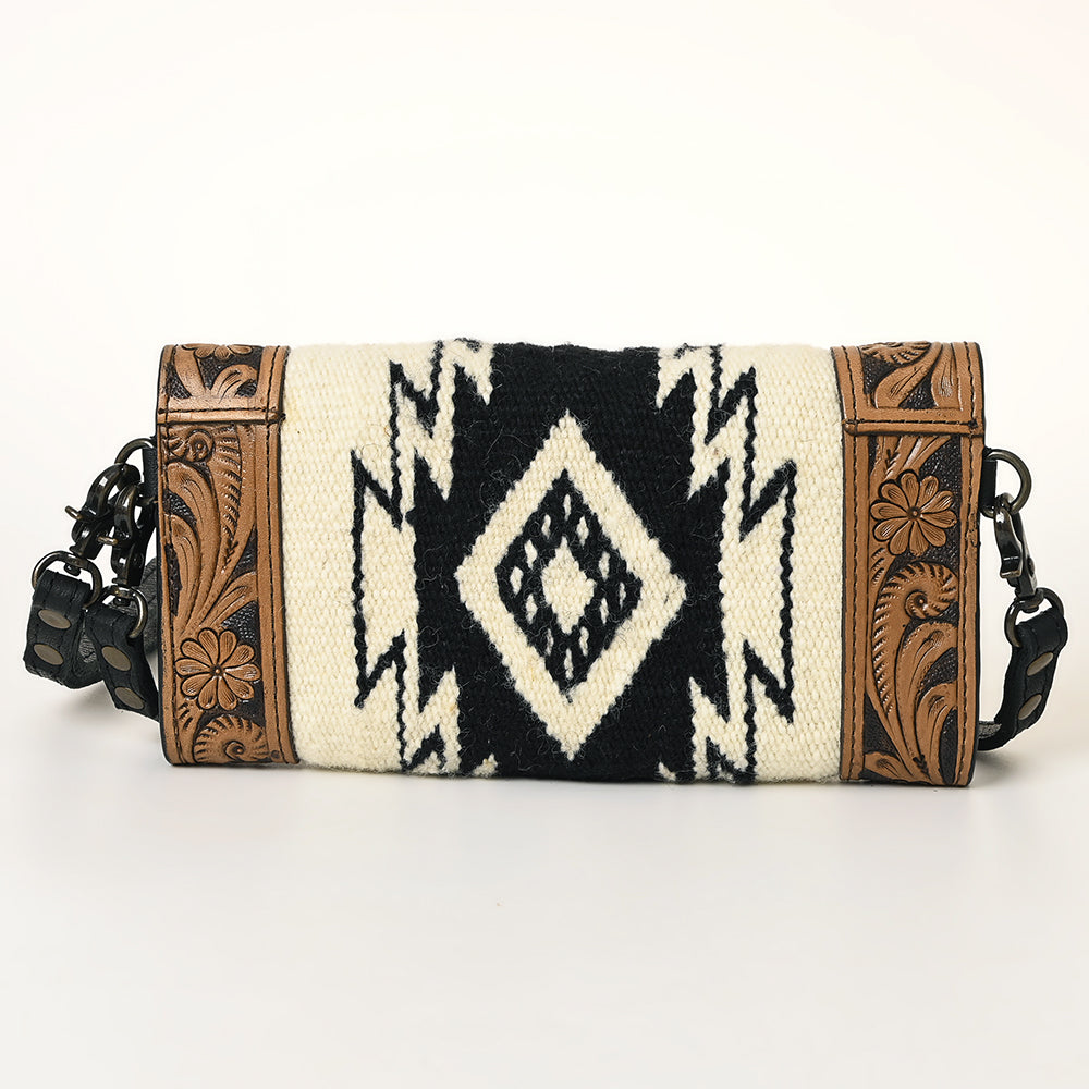 LC-ADBG906 Western Envelope Crossbody Bag Handwoven Wool & Tooled Leather by American Darling