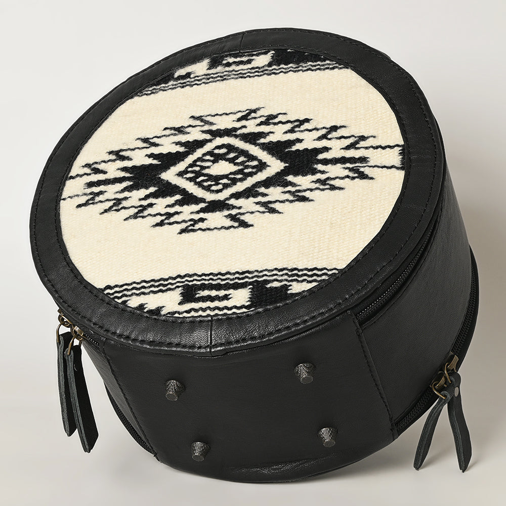 ADBG1391 Hand-Tooled Western Leather Canteen Bag with Wool Saddle Blanket - American Darling