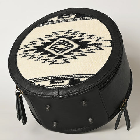 American Darling Western Leather Canteen Bag with Hand Woven Saddle Blanket & Tooled Strap