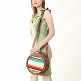 ADBG1391 Hand-Tooled Western Leather Canteen Bag with Wool Saddle Blanket - American Darling