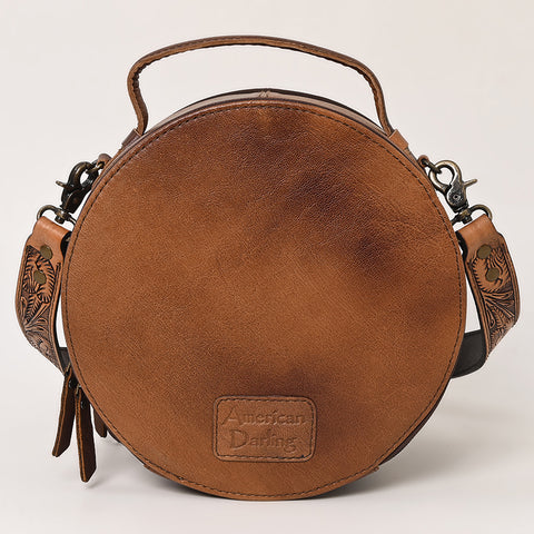 American Darling Western Leather Canteen Bag with Hand Woven Saddle Blanket & Tooled Strap