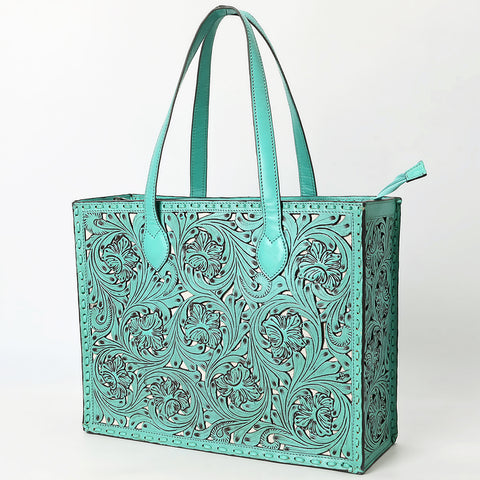 ADBGZ787 Large Hand-Tooled Leather Tote Bag - Full Floral Western Design