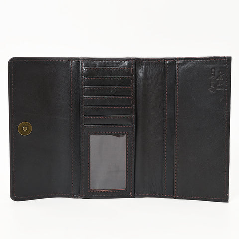 ADBGZ788 Hand-Tooled Leather Long Wallet - Western Floral Design