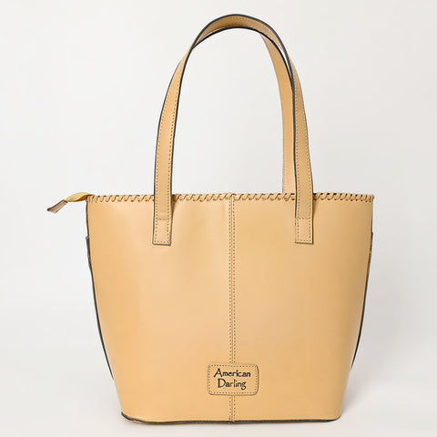 ADBGZ789 Hand-Tooled Leather Tote Bag - Western Floral Design