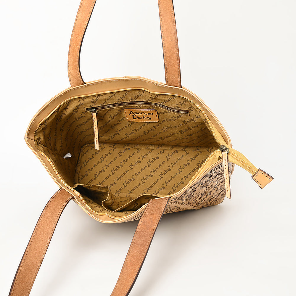 LC-ADBGZ792 Hand-Tooled Floral Western Leather Tote Bag - American Darling