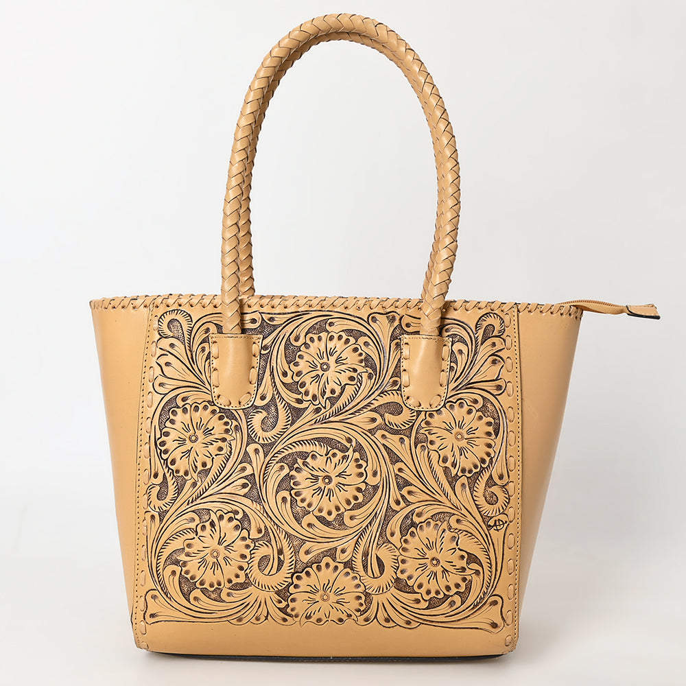 ADBGZ794 Hand-Tooled Leather Western Tote with Braided Handles - American Darling