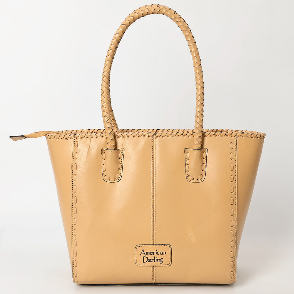 ADBGZ794 Hand-Tooled Leather Western Tote with Braided Handles - American Darling
