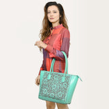 ADBGZ794 Hand-Tooled Leather Western Tote with Braided Handles - American Darling