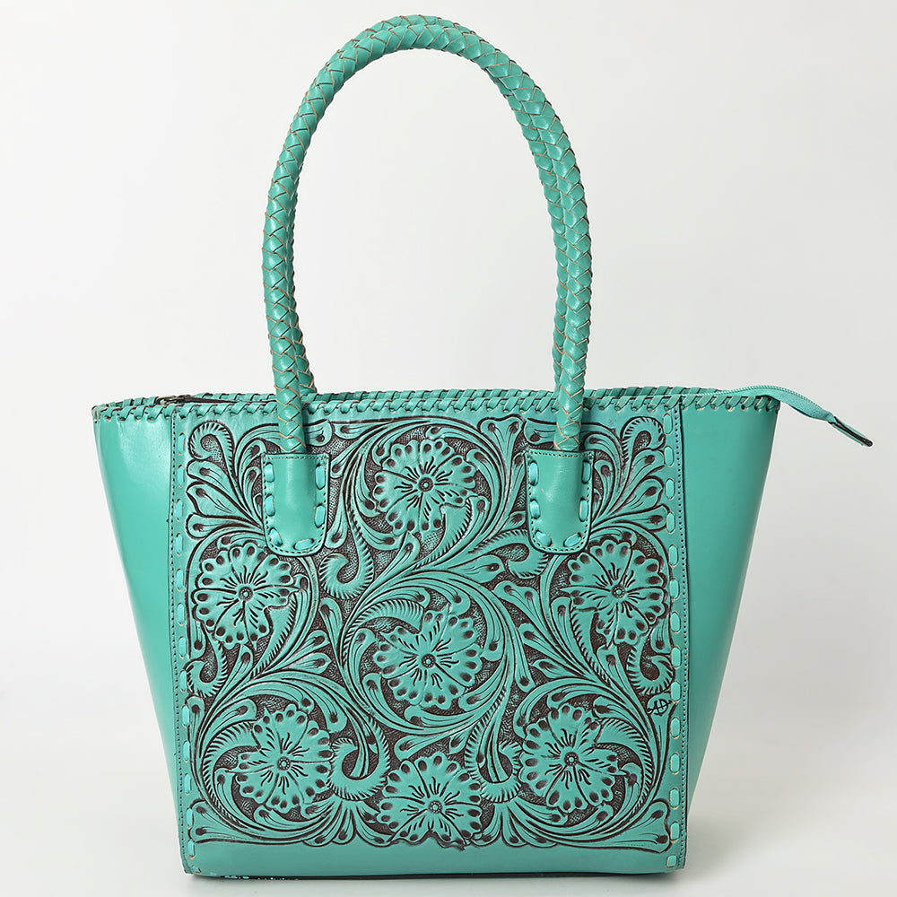ADBGZ794 Hand-Tooled Leather Western Tote with Braided Handles - American Darling