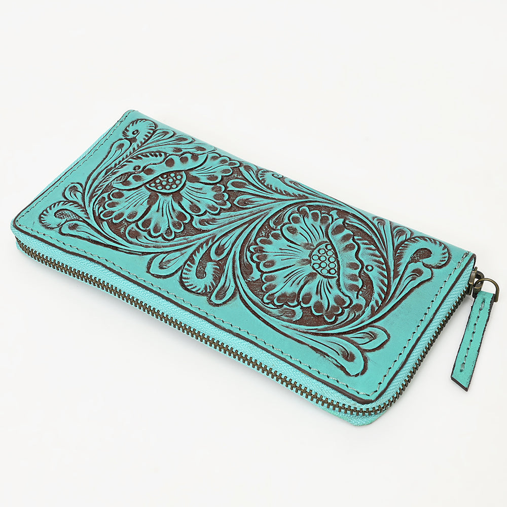 ADBGZ798 Hand-Tooled Genuine Leather Western Organiser - Floral Carving