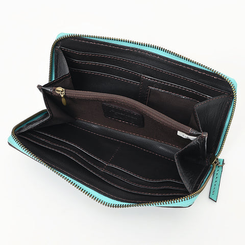 ADBGZ798 Hand-Tooled Genuine Leather Western Organiser - Floral Carving