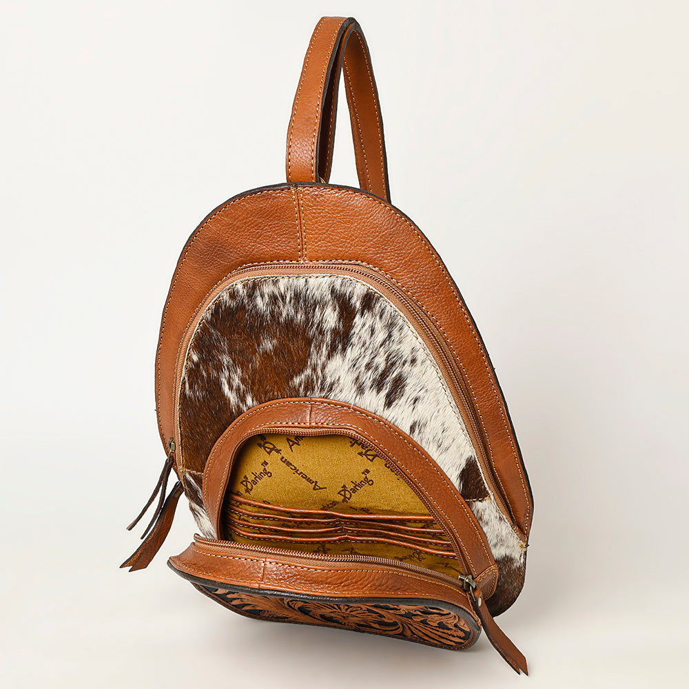 ADBGA507 American Darling Western Cowhide & Tooled Leather Backpack Genuine Leather