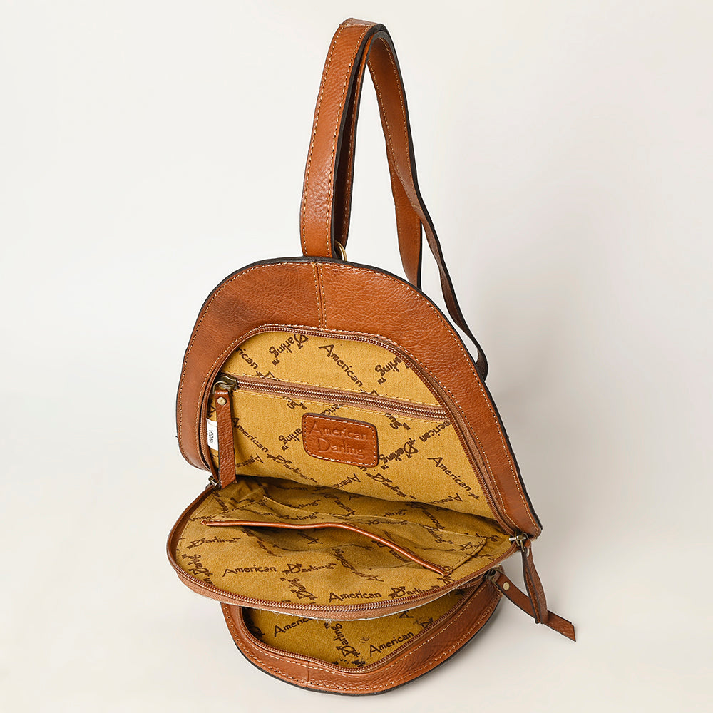 ADBGA507 American Darling Western Cowhide & Tooled Leather Backpack Genuine Leather