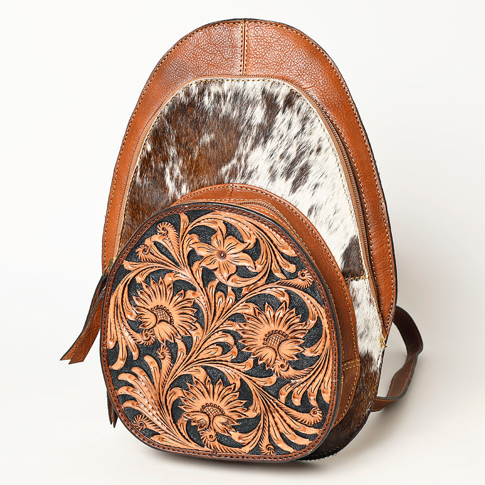 ADBGA507 American Darling Western Cowhide & Tooled Leather Backpack Genuine Leather