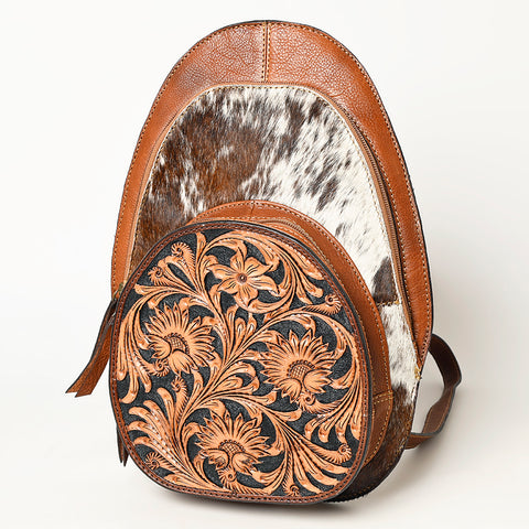 American Darling Western Leather Backpack Hand Tooled Hair-On Cowhide