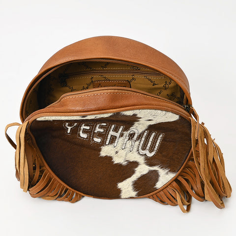 American Darling Western Hair-On Cowhide Fringe Backpack Bag with Genuine Leather by American Darling