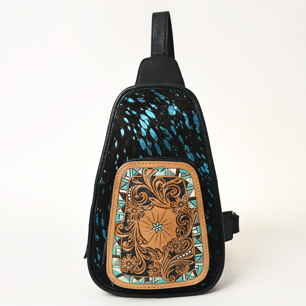 American Darling Floral Hand Tooled Bag | Hair on Cowhide Sling
