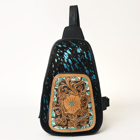 American Darling Floral Hand Tooled Bag -Hair on Cowhide Sling