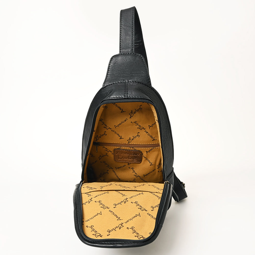 American Darling Floral Hand Tooled Bag | Hair on Cowhide Sling