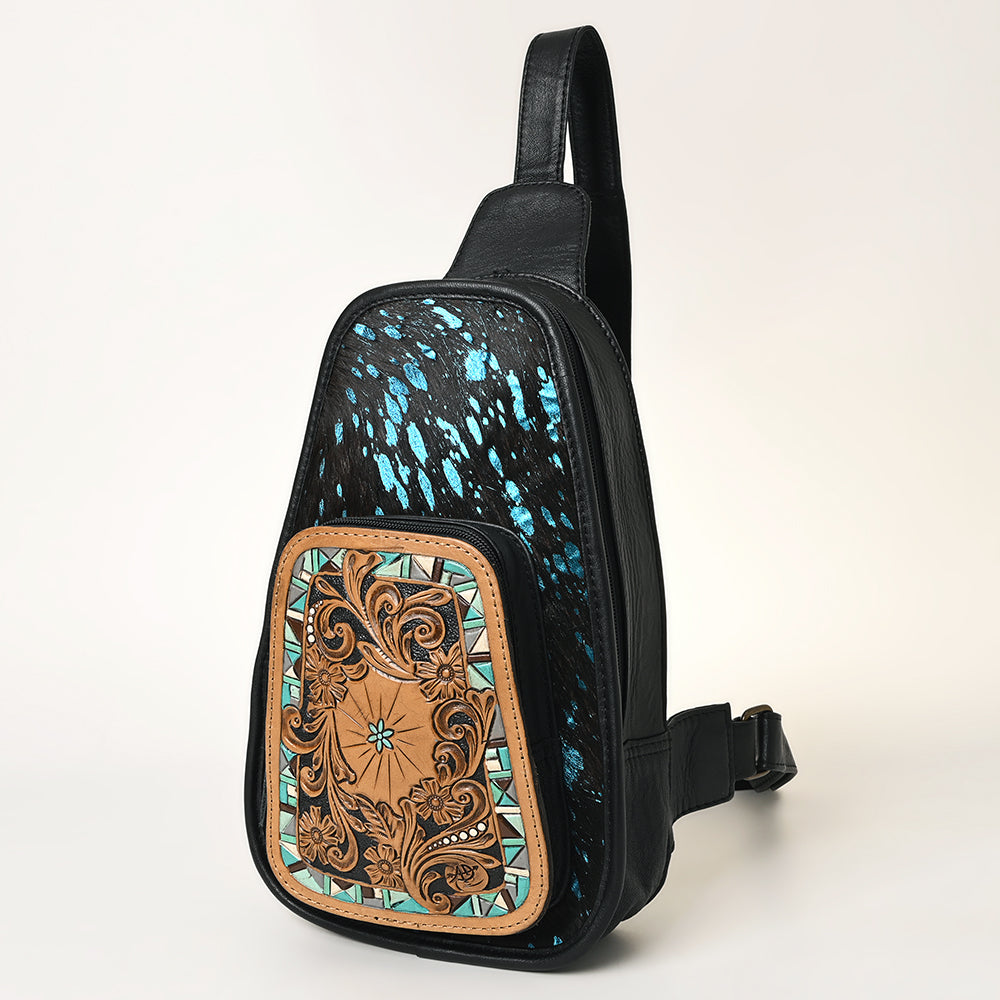 American Darling Floral Hand Tooled Bag | Hair on Cowhide Sling