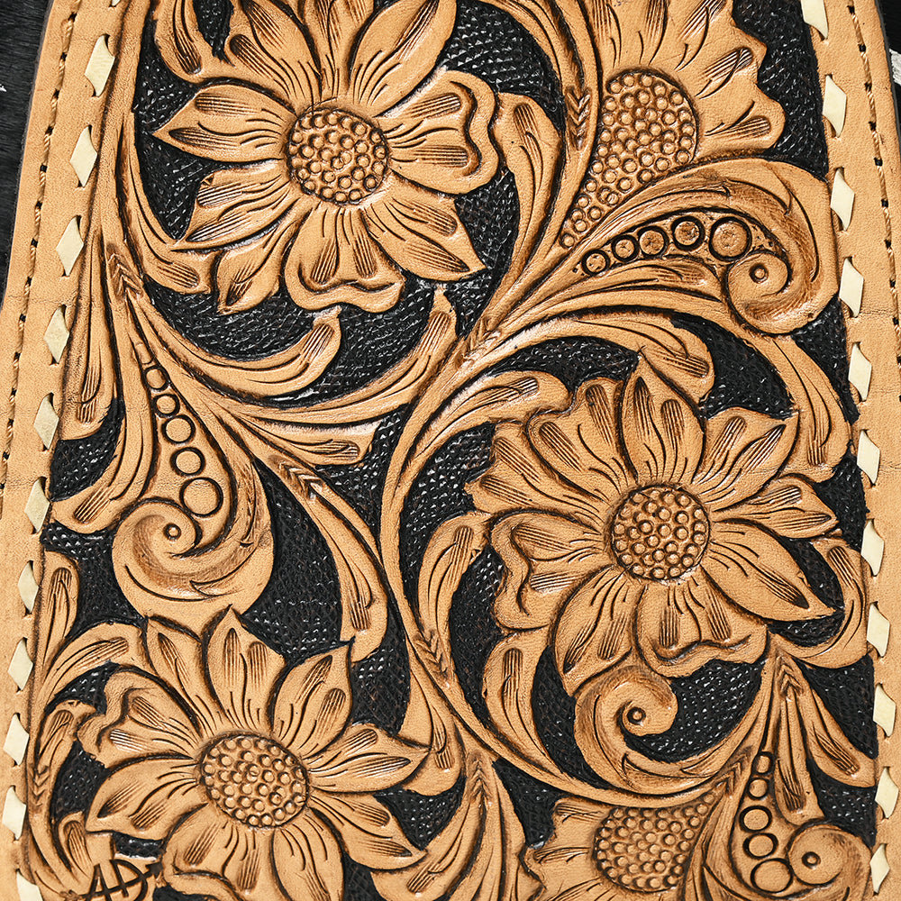 American Darling Floral Hand Tooled Bag | Hair on Cowhide Sling