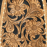 ADBG1146E Western Hair-on-Cowhide with white Sparkle Sling Genuine Bag- Western Floral Hand Tooled Leather Women Bag