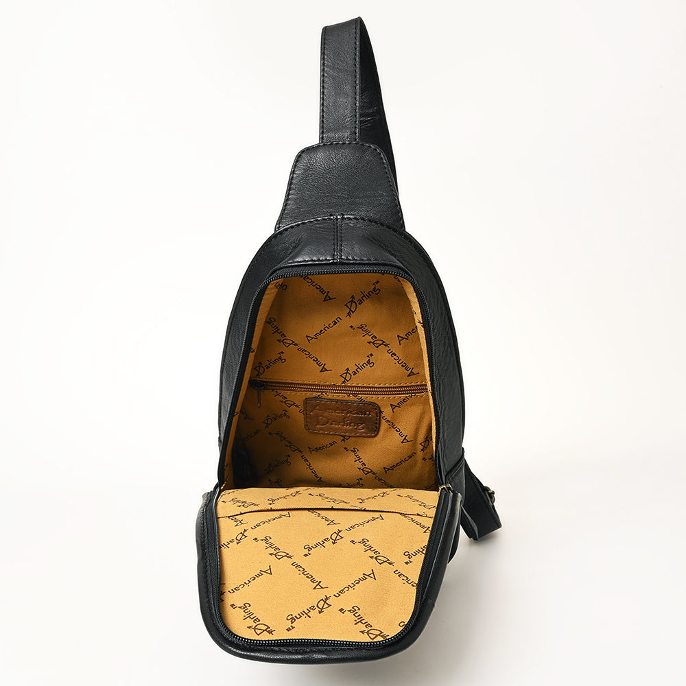 American Darling Floral Hand Tooled Bag | Hair on Cowhide Sling