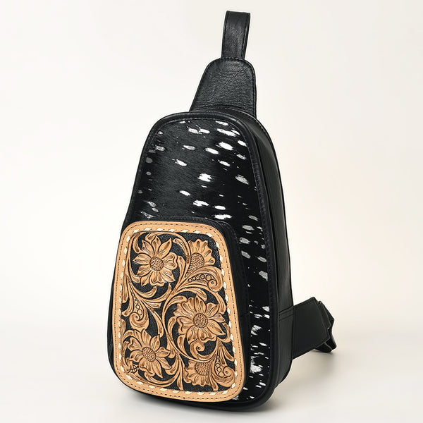 ADBG1146 Cowhide Leather Western Sling Bag with Hand-Tooled Pocket - Eleanor Edition by American Darling