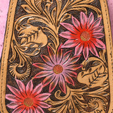 ADBG1146F Western Hair-on-cowhide with silver sparkle-Floral Hand Tooled Sling  Genuine Western Leather Women Bag