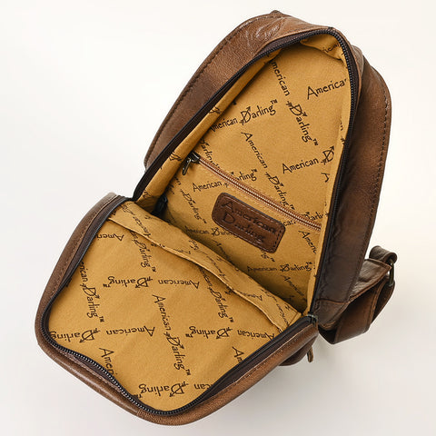 American Darling Pink Cowhide Sling Bag -Tooled Leather Backpack