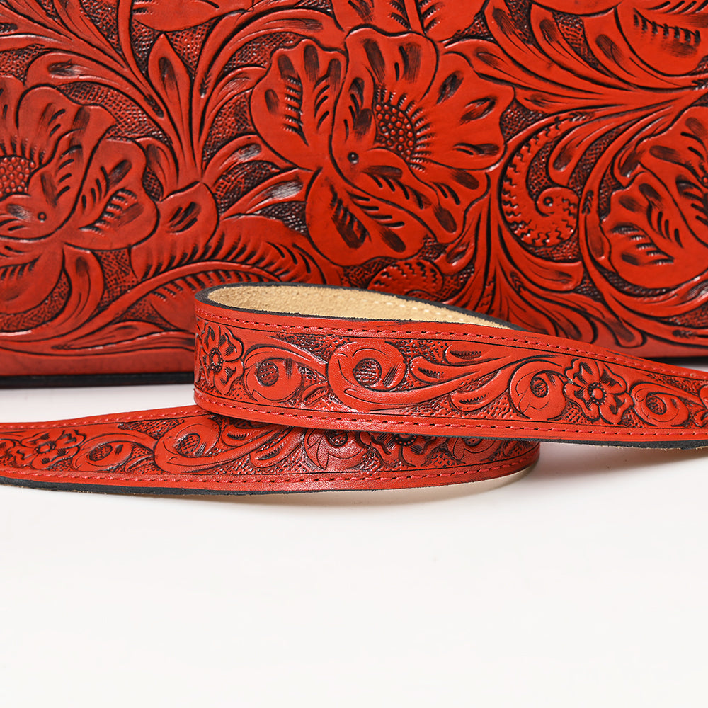 ADBG1412 Hand-Tooled Leather Tote Bag - Floral Western Design