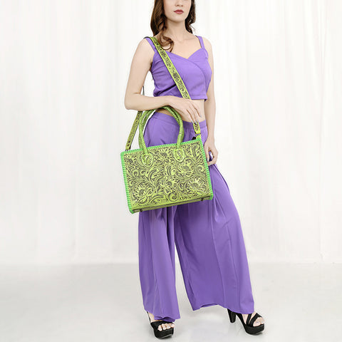 American Darling Western Hand-Tooled Genuine Leather Tote Bag for Everyday Carry