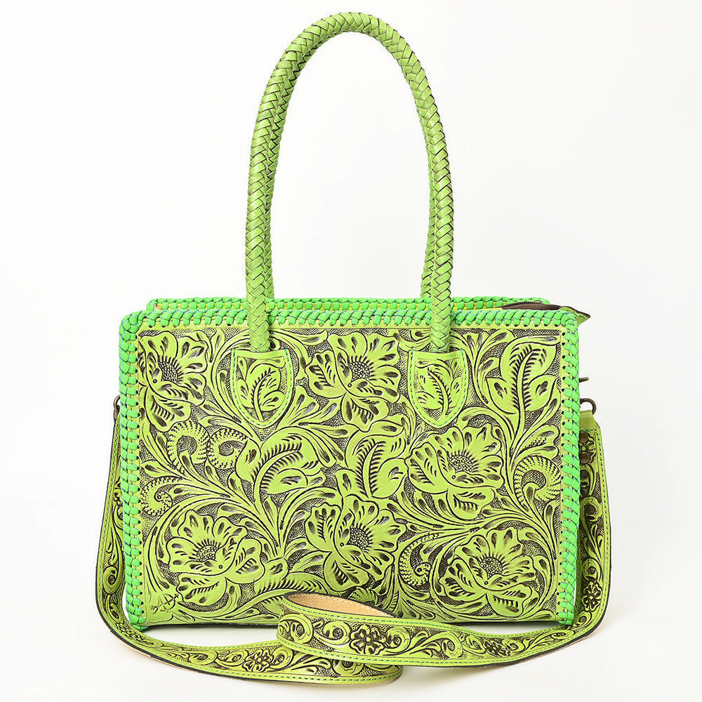 ADBG1412 Hand-Tooled Leather Tote Bag - Floral Western Design