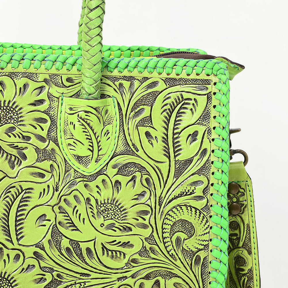 ADBG1412 Hand-Tooled Leather Tote Bag - Floral Western Design
