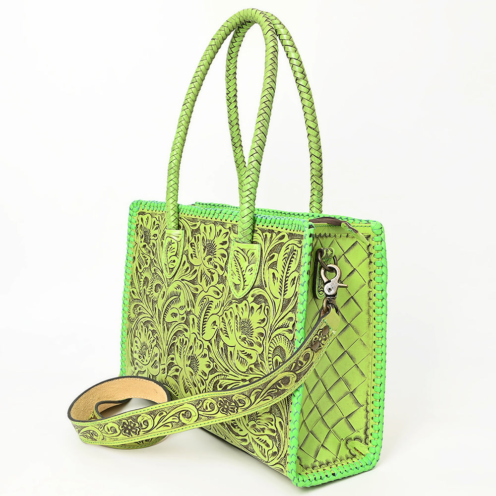 ADBG1412 Hand-Tooled Leather Tote Bag - Floral Western Design