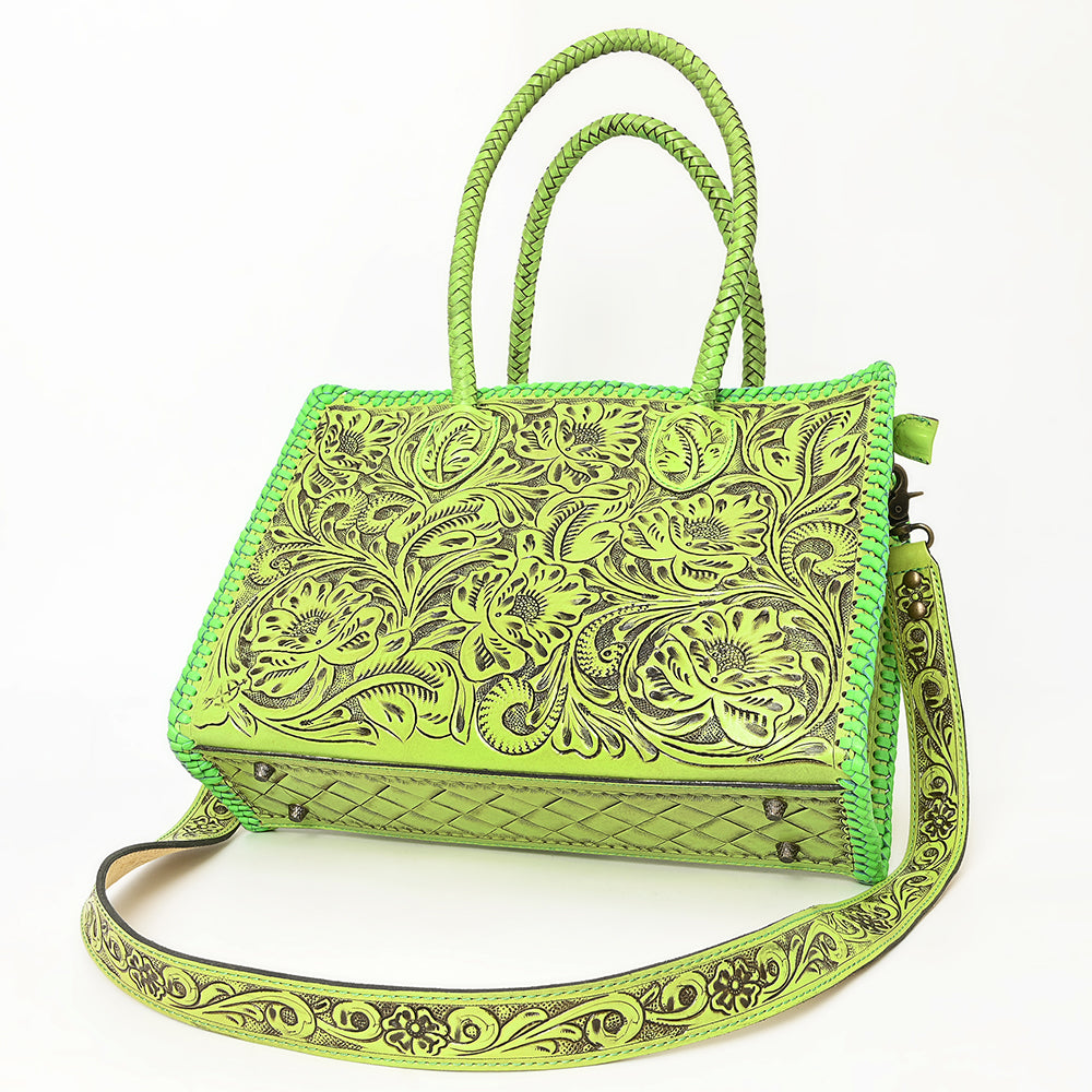 ADBG1412 Hand-Tooled Leather Tote Bag - Floral Western Design